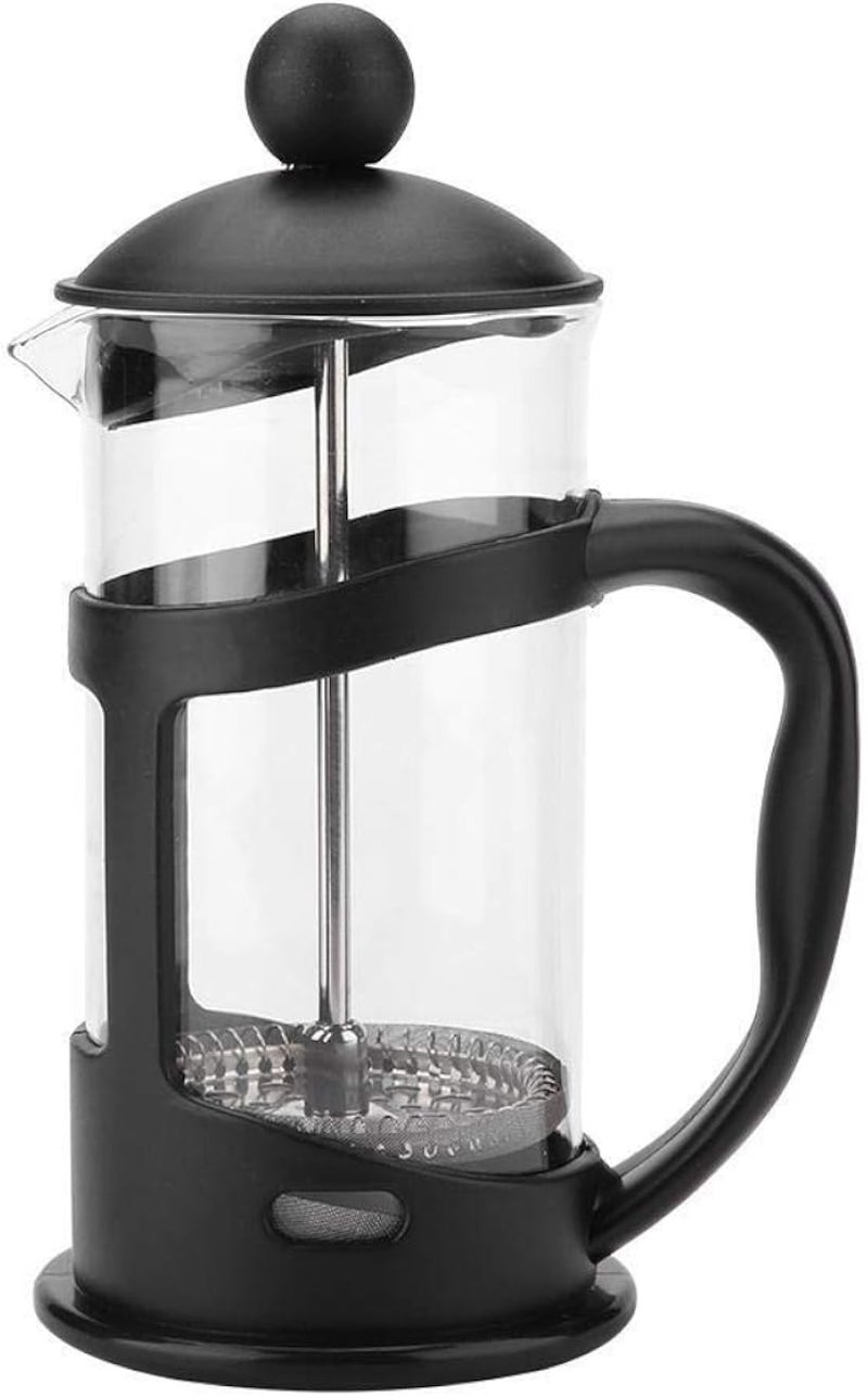 Coffee percolator rockyin coffee maker, portable stainless steel glass cafetiere french press maker home office tea coffee pot(600ml)